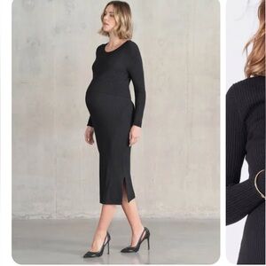 Seraphine Ribbed AMAYA Layered Knitted Maternity & Nursing Dress